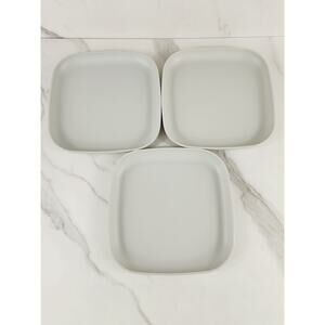Tupperware Square Luncheon Plate #1534 Gray 8" Dinnerware Made in USA x3 Vintage